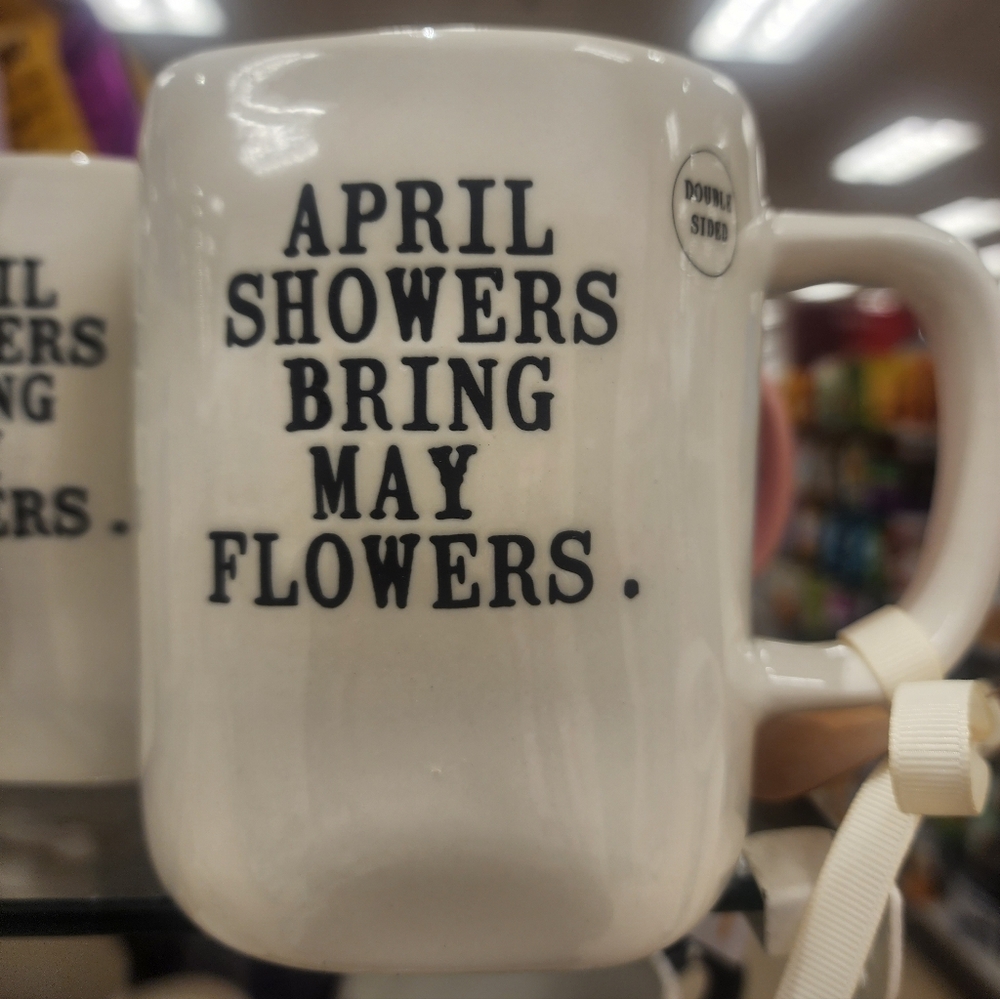 Rae Dunn White Goose Mug "APRIL SHOWERS BRING MAY FLOWERS" - Picture 2 of 2
